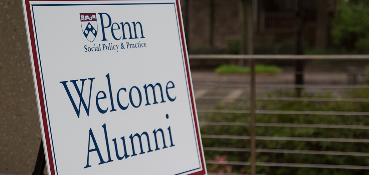 Alumni weekend welcome sign