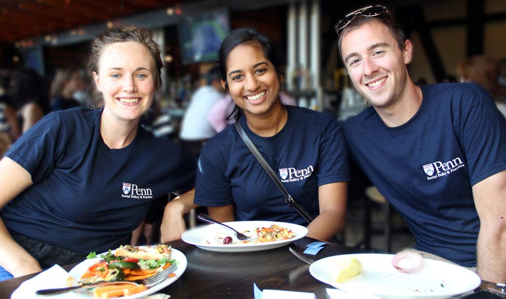 Students share a meal