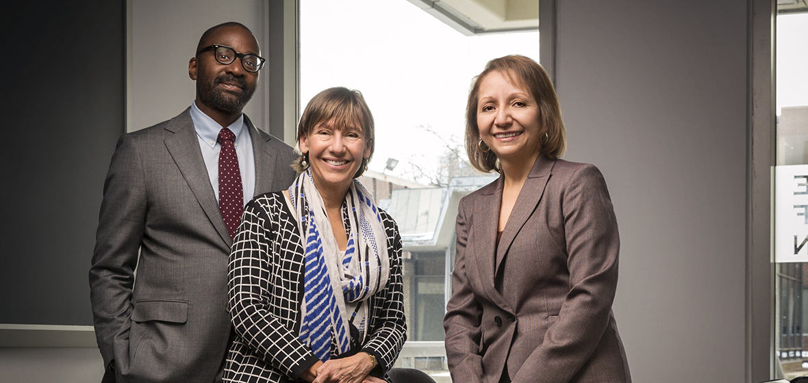 Penn Graduate School of Education Dean Pam Grossman, School of Nursing Dean Antonia Villarruel and School of Social Policy & Practice Dean John Jackson