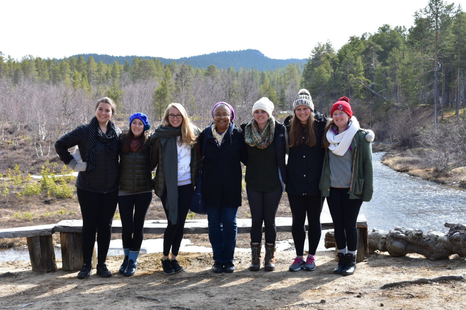 Associate Dean of Academic Affairs Jerri Bourjolly along with students who traveled to Finland