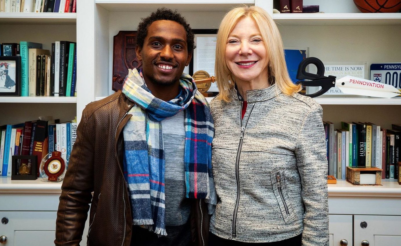 Adamseged Abebe and Penn President Amy Gutmann