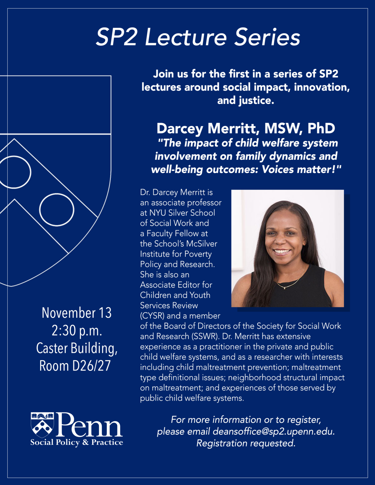 SP2 lecture series flyer - Darcey Merritt, MSW, PhD
