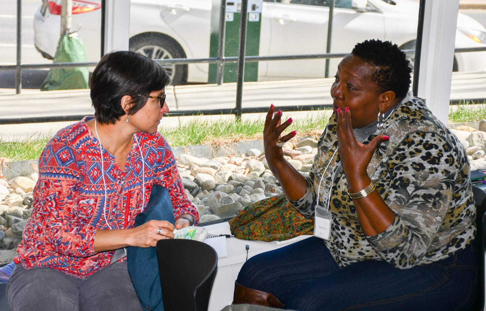 Two women in discussion