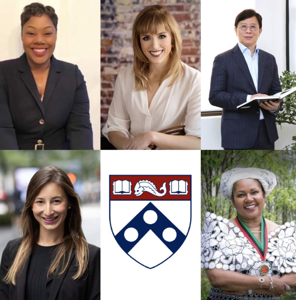 SP2 2020 Alumni Hall of Fame inductees. Clockwis from left: Cherése N. Godwin, PhD (MSW ‘09), Elizabeth Abel (NPL ‘13), Rachel Dungan (MSSP ‘13), Chulhee Kang (PhD ‘94), Elizabeth Abel (NPL ‘13), and Patricia Reid-Merritt (DSW ‘84).