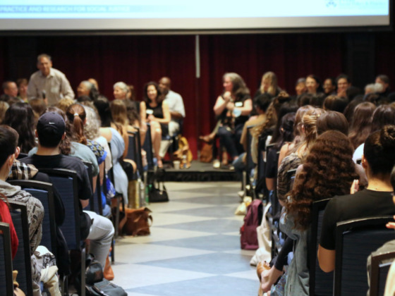 Students gather in the Hall of Flags in Penn's Houston Hall for Convocation