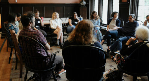 Members of the SP2 community engage in a discussion of the 2023-2024 One Book selection