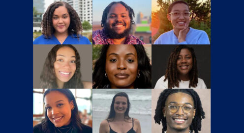A collage of headshots of the new cohort of social justice scholars
