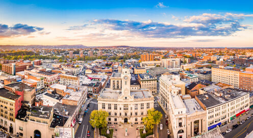Aerial panoramic view of Paterson, NJ