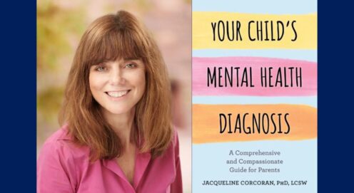 Headshot of Jacqui Corcoran appears beside the book cover of 