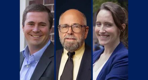 Headshots of Dr. H. Daniel Heist, Professor Ram Cnaan, and Dr. Megan M. Farwell appear against a dark blue background