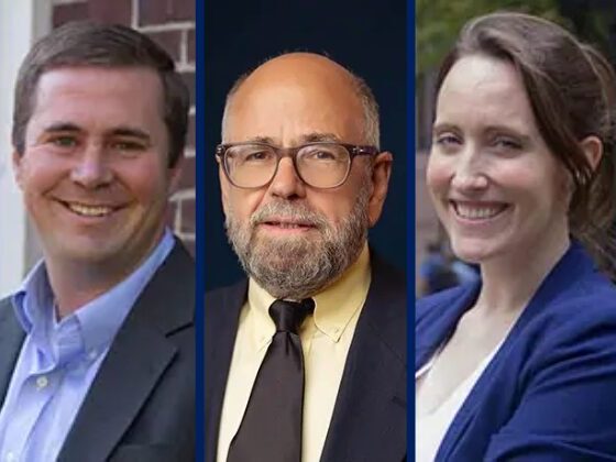 Headshots of Dr. H. Daniel Heist, Professor Ram Cnaan, and Dr. Megan M. Farwell appear against a dark blue background