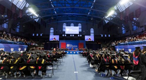 Graduates in the Palestra at SP2 2025 Commencement