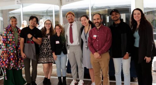 A group of people take a picture together at SP2's Celebrating Partnerships and Student Impact event