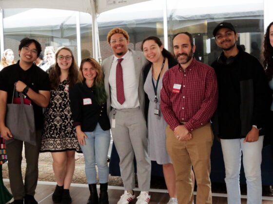 A group of people take a picture together at SP2's Celebrating Partnerships and Student Impact event