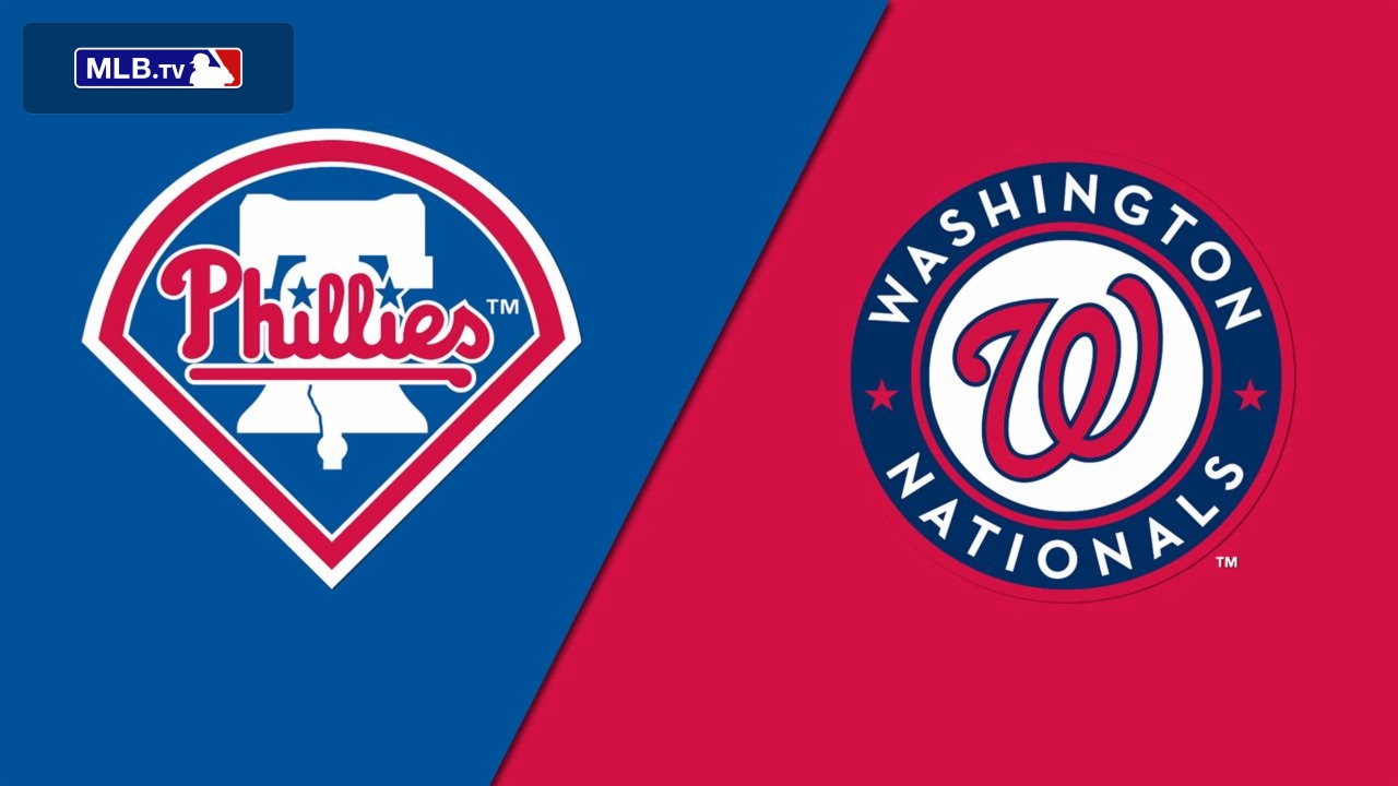 A graphic displaying the logos of Major League Baseball teams the Philadelphia Phillies and Washington Nationals