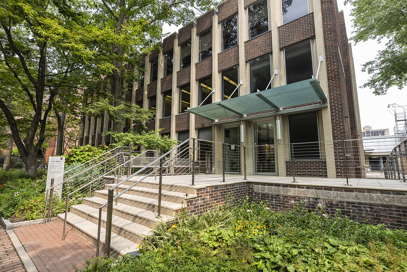 A wide shot of the Caster building, home of UPenn's School of Social Policy & Practice